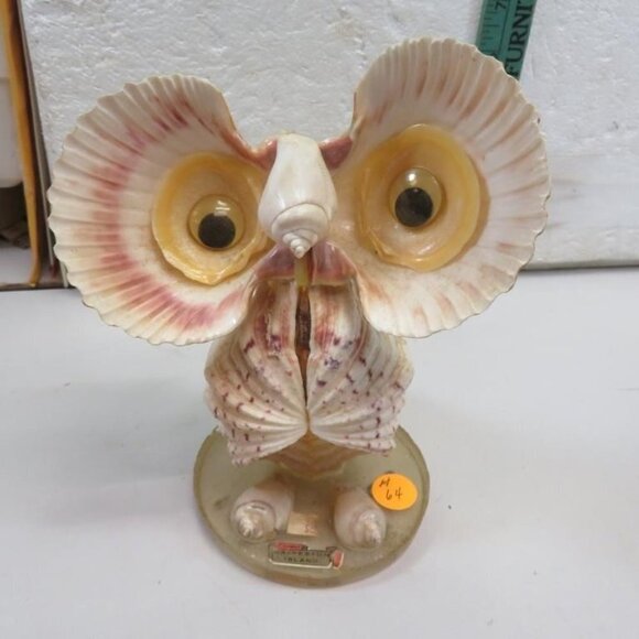 BOGO Vintage Adorable Owl Seashell Collectible - Picture 1 of 2